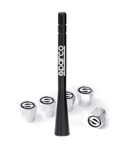 ANTENNA CON VITI E TAPPI VALVOLA PNEUMATICI AUTO SPARCO "SPC1417" IN ALLUMINIO